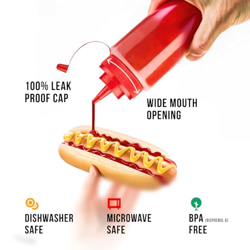 24 oz Large Condiment Squeeze Bottles for Sauces (24oz 4 Pack)