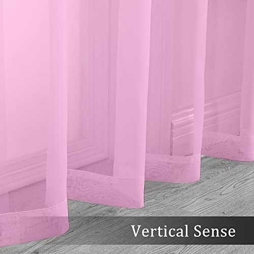 Pink Sheer Curtains 96 Inch Length (Pink / 42"W x 96"L (Pack of 2))