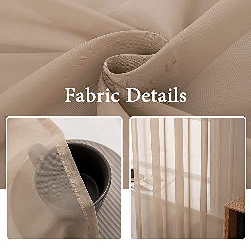2 Panels Sheer Curtains for Living Room 54 X 84 Inches Brown (Brown / 54"W x 84"L (Pack of 2))