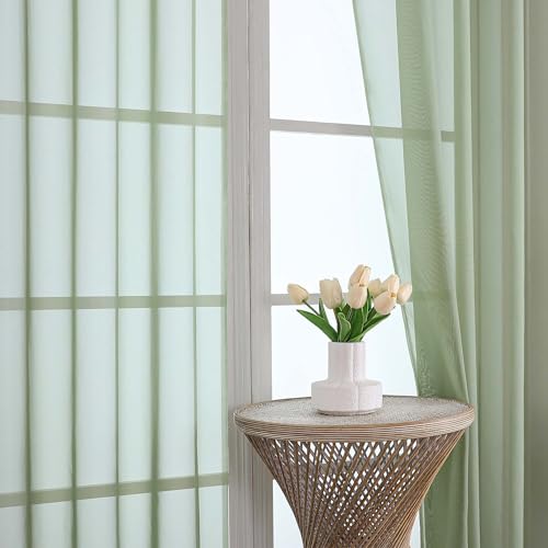 Sage Green Bedroom Curtains 2 Panel Sets 90 Inch Length (Sage Green / 59"W x 90"L (Pack of 2))