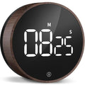 Digital Magnetic Kitchen Timer & Stopwatch with LED Display (7.8*7.8*2.7CM / Deep Woodgrain)