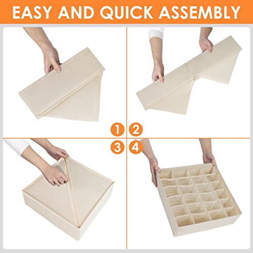 6 Pack Sock Underwear Drawer Organizer Dividers (6 Pack / Beige)