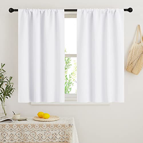 Short Curtains for Bedroom (Pure White / 42"W x 48"L (Pack of 2))