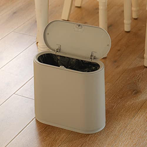 10 Liter Rectangular Slim Plastic Trash Can (10L Gray)