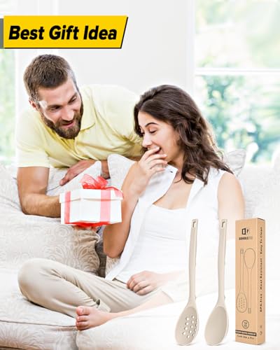 Pack of 2 Silicone Cooking Spoons (Khaki)