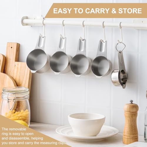 Stainless Steel Measuring Cups & Spoons Set (Black Spoons)