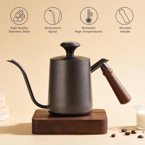 Pour Over Kettle 304 Stainless Steel Gooseneck Kettle with thermometer (600ML)