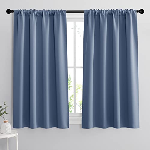 Blackout Curtains for Bedroom Living Room Nursery 63 inches Long (Stone Blue / 34"W x 63"L (Pack of 2))