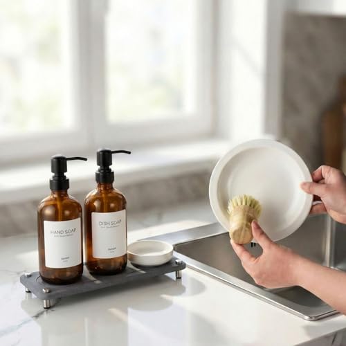 2 Pack Kitchen Soap Dispenser Set (Amber)