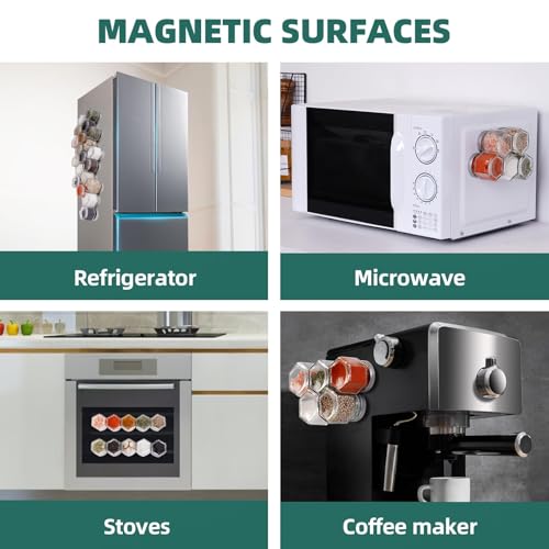 Set of 10 Magnetic Spice Jars for Refrigerator