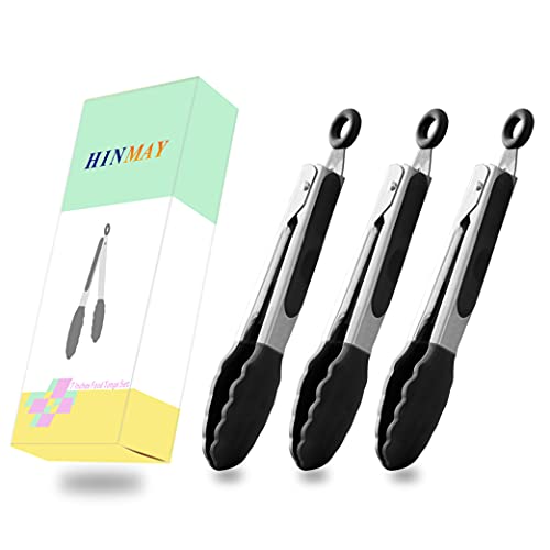 Mini Tongs with Silicone Tips 7 (7-Inch / Black)
