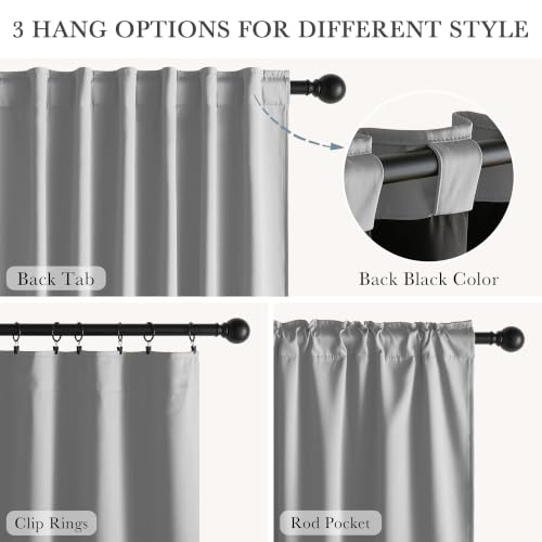 100% Blackout Curtains for Bedroom (100% Blackout-light Grey / 52"W x 96"L (Pack of 2))
