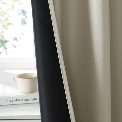 Bedroom Blackout Curtains 80 inches Long (100% Blackout - Natural / 34"W x 80"L (Pack of 2))