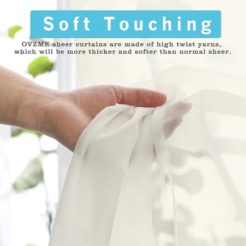 Sheer Ivory Curtains 108" Inch Length 2 Panels Set (Ivory / 42"W x 108"L (Pack of 2))