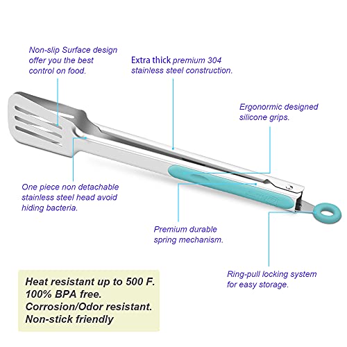 Kitchen & Grill Tongs Set of 2 (Aqua Sky)