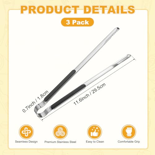 3 Pack Grill Tongs (Black / 11.6 Inch)