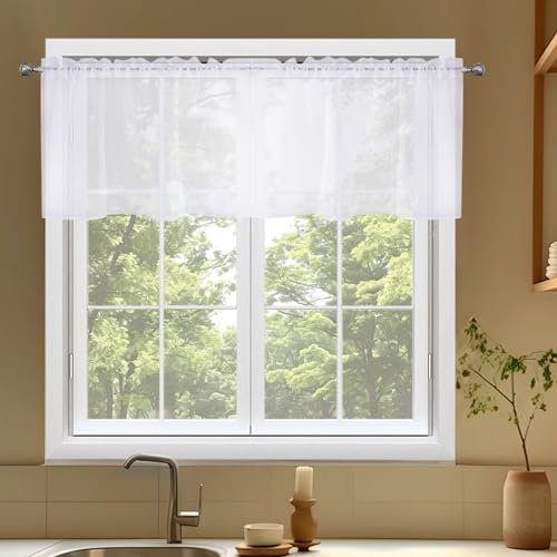 Sheer White Vanlance for Windows 2 Panels (White / 52"W x 18"L (Pack of 2))