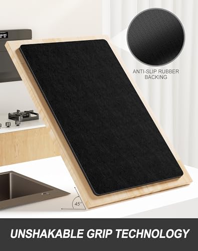Dish Drying Mat for Kitchen Counter (A-jet black / 15" x 24")