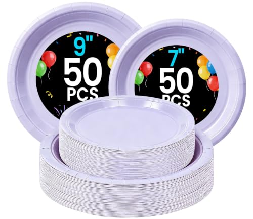 Lavender Paper Plates (Lavender / 100 Count (50-9" & 50-7"))