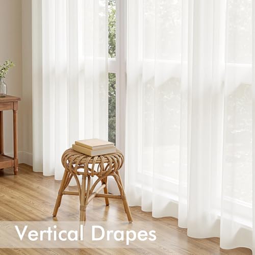 Ivory Sheer Curtains 90 Inches Long 4 Panels 54 x 90 Inches (54"W x 90"L (Pack of 4) / Ivory)