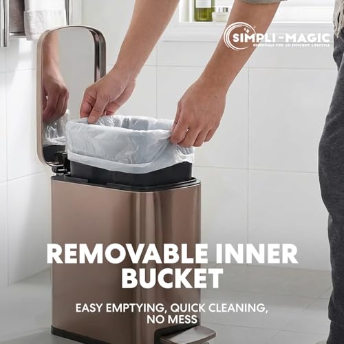 6L 1.6G Stainless Steel Bathroom Trash Can with Hands (Gold / Small)