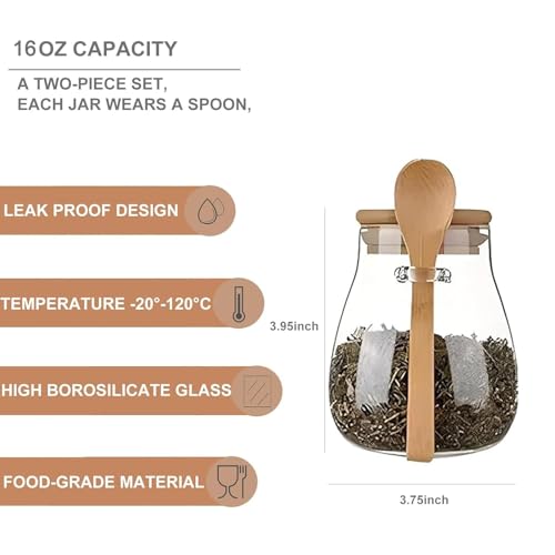 Airtight glass jar storage container with bamboo lid Set of 4 (Small*4pcs)