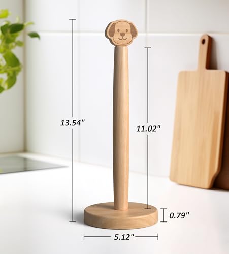 Cute Wooden Paper Towel Holder Countertop (Dog / Standard)
