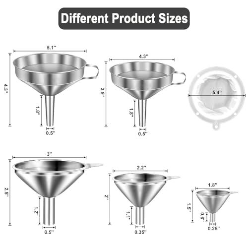 Stainless Steel Funnels for Kitchen use (5pcs Funnel set)