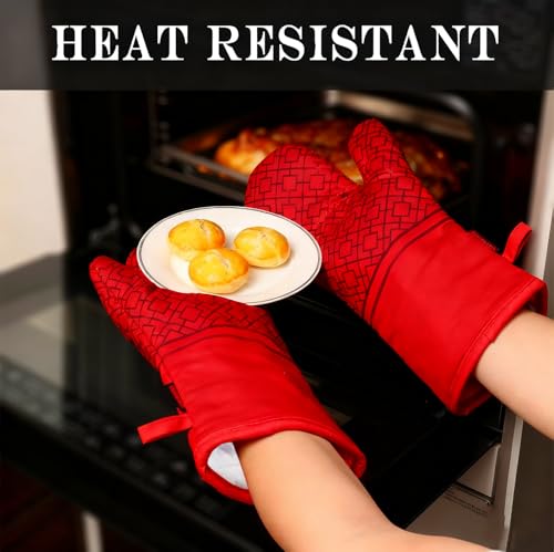 Oven Mitts and Pot Holders Sets 6pcs (Coral Red)