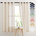 Natural Open Linen Weave Flax Sheer Window Curtains (52"W x 63"L (Pack of 2) / Beige)