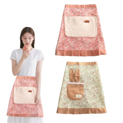 2 Pcs Womens Server Half Apron with Pockets
