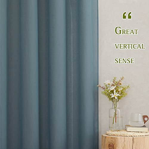 Linen Blend Semi Sheer Curtains (52"W x 108"L (Pack of 2) / Smoke Blue)