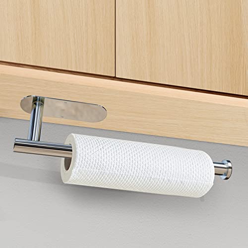 Under Cabinet Wall Mount Paper Towel Holder (Bright Silver)
