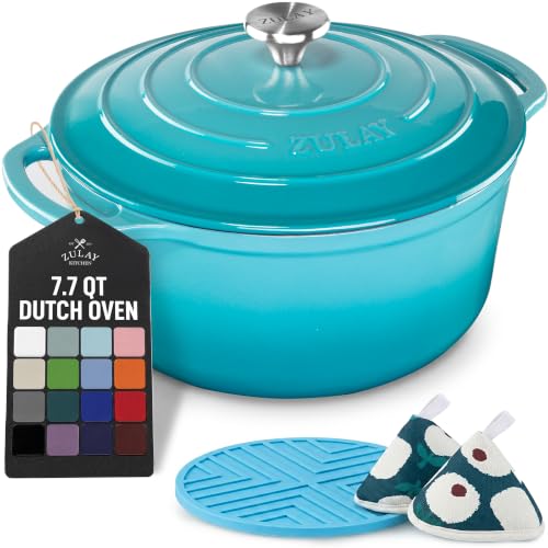 7.7 Quart Enameled Cast Iron Dutch Oven Pot with Lid (Light Blue / 7.7 Quart)