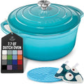 7.7 Quart Enameled Cast Iron Dutch Oven Pot with Lid (Light Blue / 7.7 Quart)