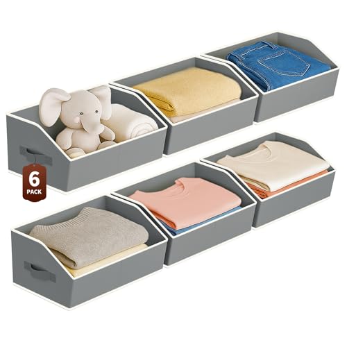 Large Closet Organizers and Storage Bins (Grey / 6 Pack)