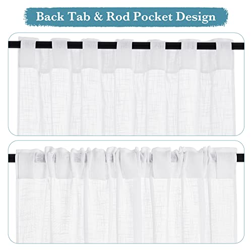 White Semi Sheer Curtains 84 inches Long for Living Room Bedroom (White / 52"W x 84"L (Pack of 2))
