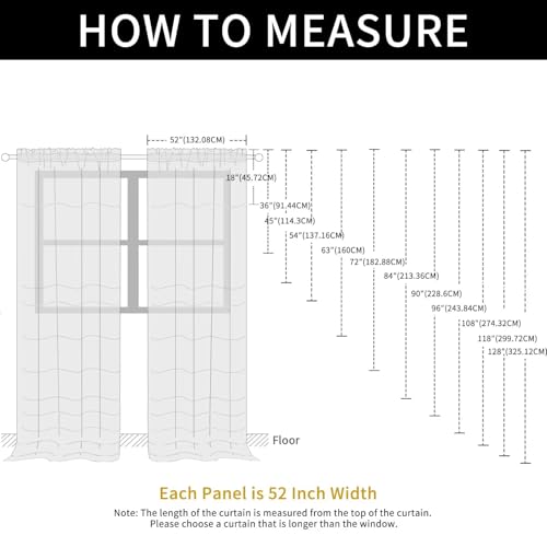Sheer Voile Curtains for Living Room 96 Inch Long 2 Panels (Ivory / 52"W x 96"L (Pack of 2))