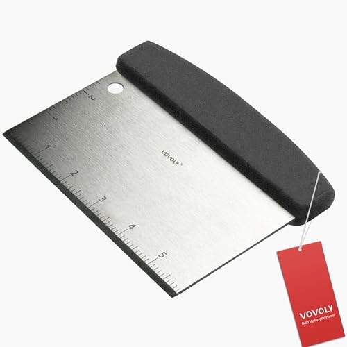 Multipurpose Bench Scraper Kitchen Utensil for Flat Top Griddle (Dough Scraper_Black PP Grip)