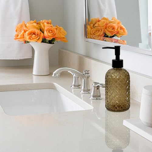 Brown Glass Dish Soap Dispenser for Kitchen (Brown)