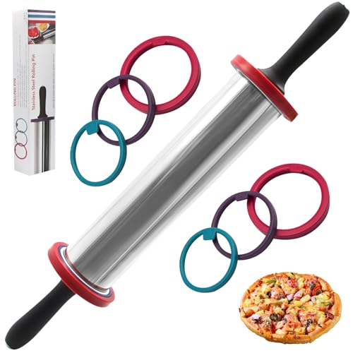 Rolling Pin Adjustable Rolling Pin with Thickness Rings (Rolling Pin)