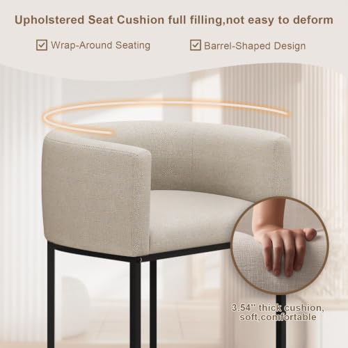 26" H Counter Height Bar Stools Set of 1 (Beige / Set of 1)