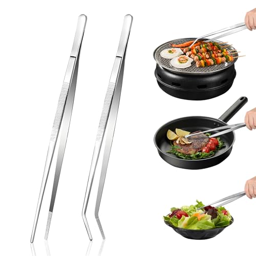 12" Stainless Steel Tongs (Straight clamp+curved clamp)