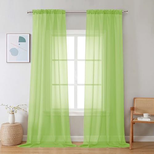 Lime Sheer Curtains 96 inches Long 2 Panels (Lime / 42"W x 96"L (Pack of 2))