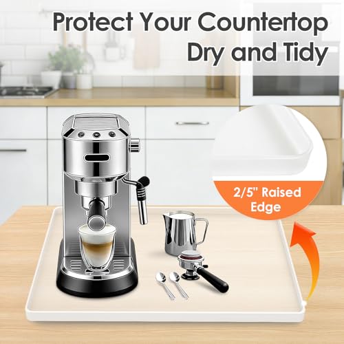 Silicone Coffee Maker Mat with Lip for Countertops 15.7''x11.8''Translucent (Translucent / 15.7'' x 11.8'')
