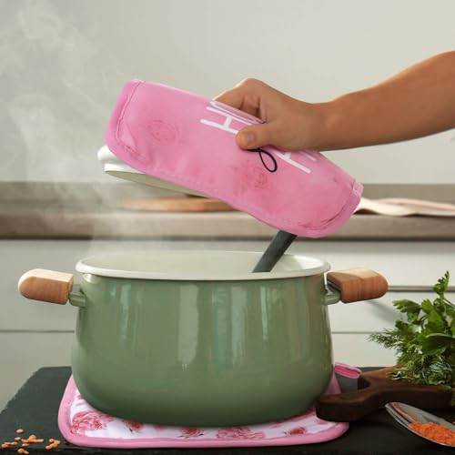 12 Pcs Pot Holders with Pocket (Pink / Pink Rose)