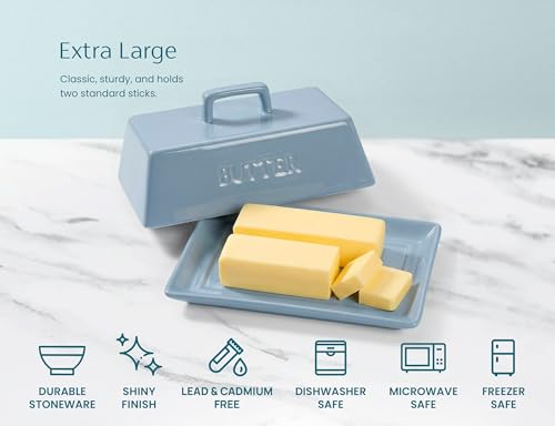 Ceramic Butter Dish with Lid (Casper Blue)