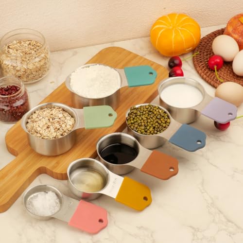 16 Pcs Magnetic Measuring Cups and Spoons Set (Silvery-16pcs)