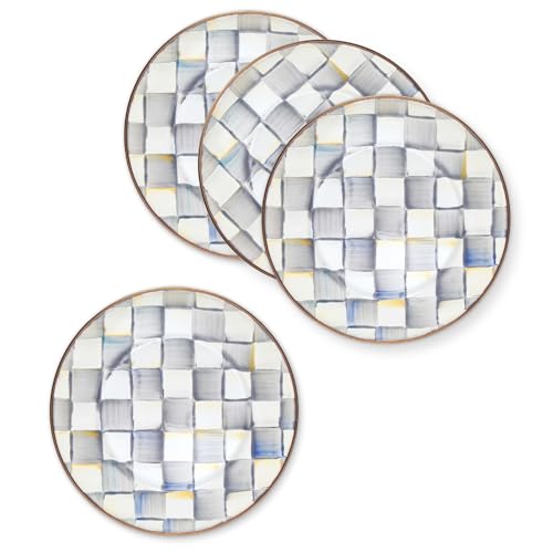 Enamel Salad and Dessert Plate (Sterling Check / 4 Plates)