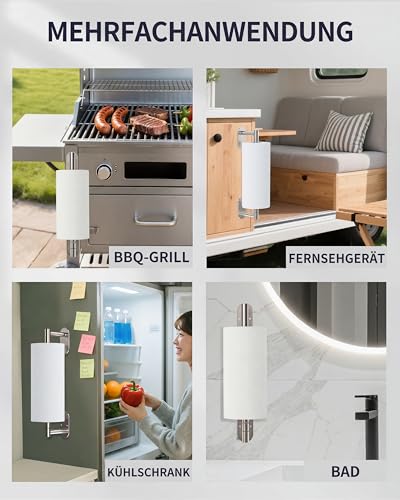 Paper Towel Holder Under Cabinet with Damping Single Hand Operable (Brushed Nickel / One Hand Tear Holder)